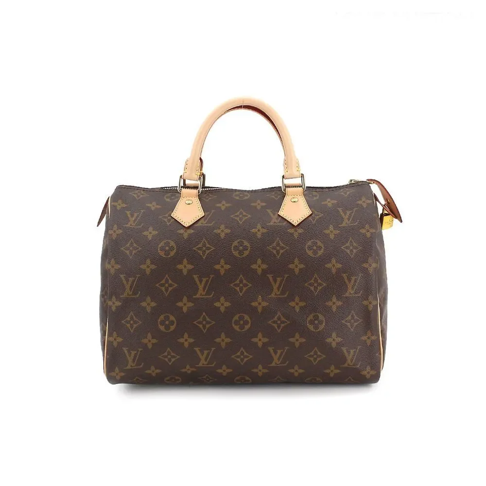 Louis Vuitton Monogram Speedy 30 HandBag Brown Gold Hardware